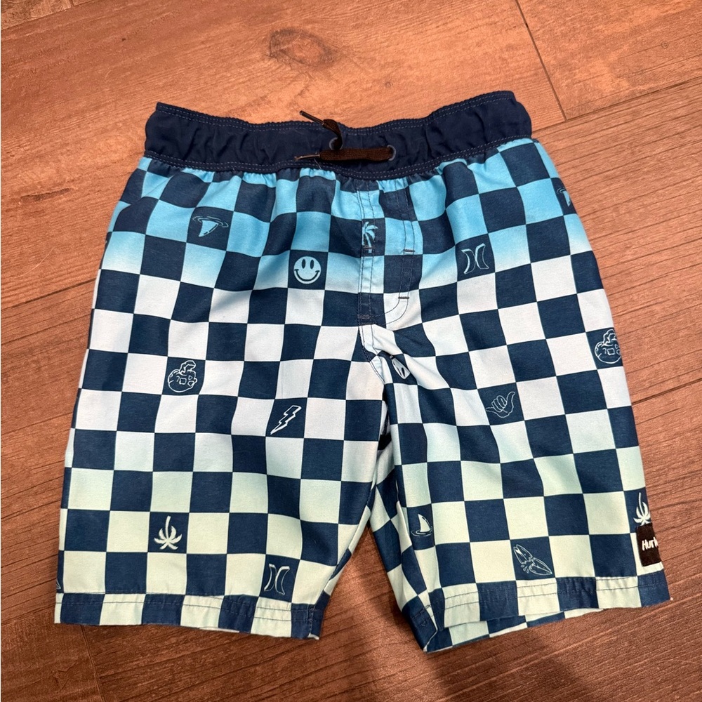 Hurley Blue Checkered Swim Shorts